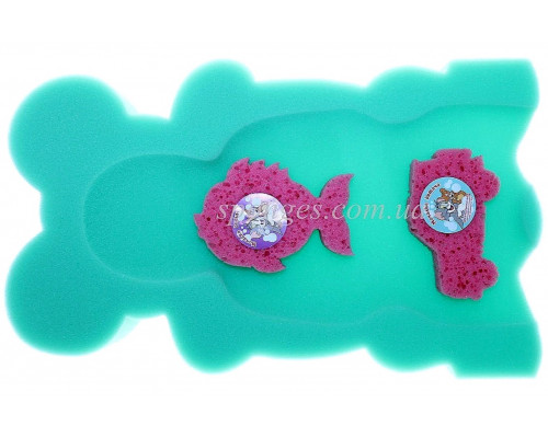 Дитячий поролоновий килимок для купання (матрасик у ванну) + 2 губки в комплекті