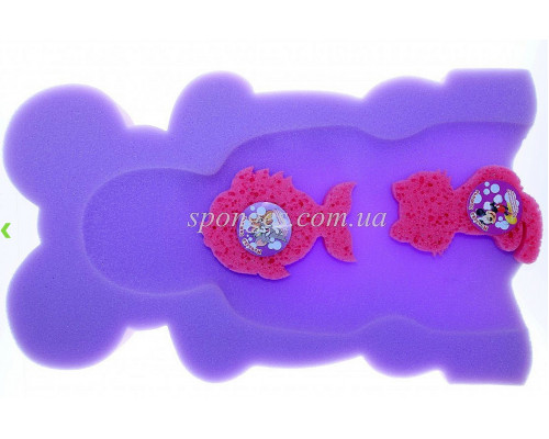 Дитячий поролоновий килимок для купання (матрасик у ванну) + 2 губки в комплекті